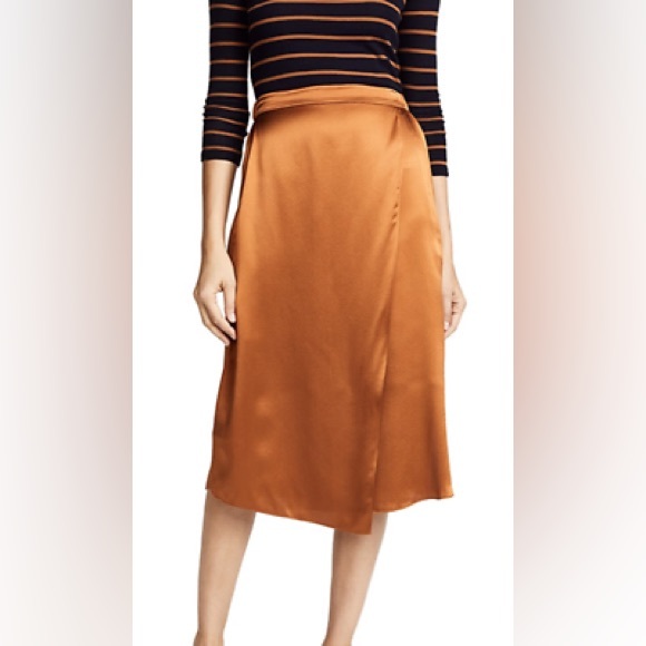 Vince silk drape skirt in copper XS - Picture 1 of 11